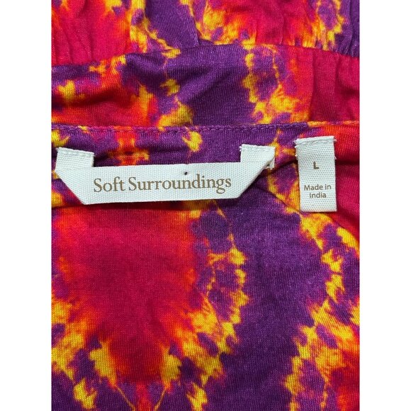 Soft Surroundings Womens Tie-Dye V-Neck Dress Red Purple Sz Large - Picture 5 of 8